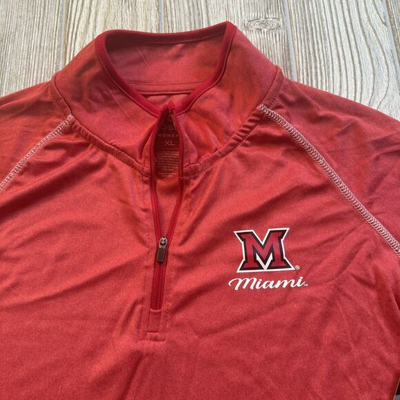 Colosseum Miami OH Red Hawks Logo 1/4 Zip Pullover Womens XL Red Lightweight NWT - Picture 2 of 13